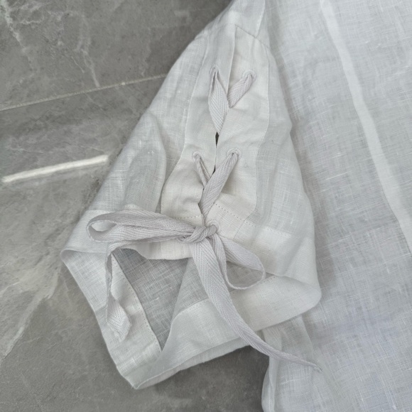 Women’s Two By Vince Camuto 100% Linen Short Sleeve Tie Up Top Small - Picture 4 of 16